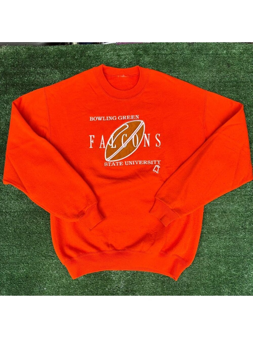 Vintage 90s Bowling Green State Falcons Sweatshirt Orange M NCAA Football Sporty